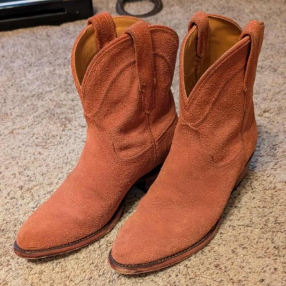 Tecovas The Lucy Cowgirl Suede Boots Women 8.5 B in Desert Rose